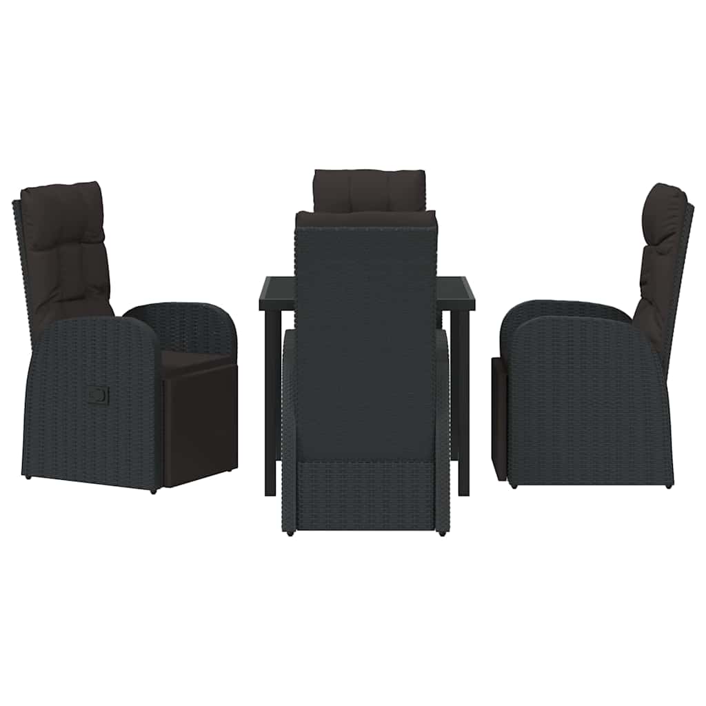 Have Spisebordssæt med pude 5 pcs Sort polyrattan