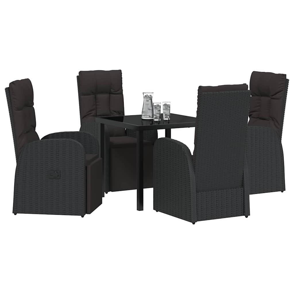 Have Spisebordssæt med pude 5 pcs Sort polyrattan