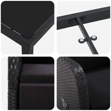 Have Spisebordssæt med pude 5 pcs Sort polyrattan