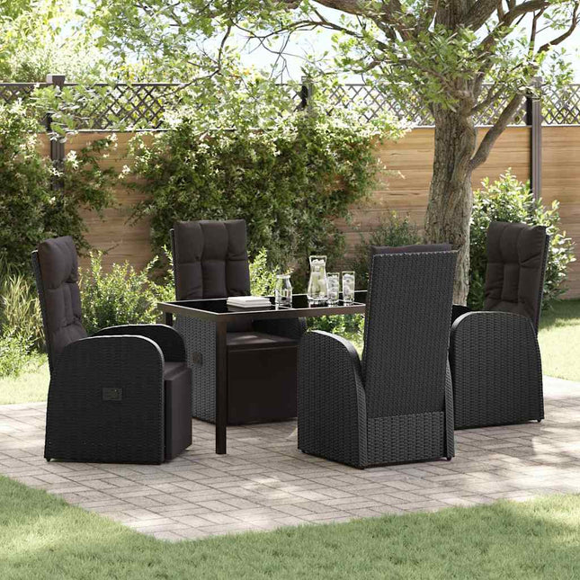 Have Spisebordssæt 5 stk. Sort polyrattan