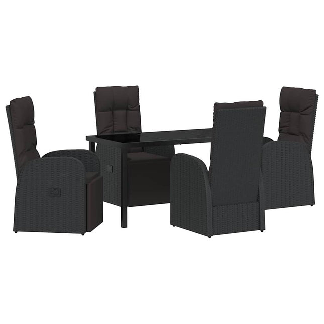 Have Spisebordssæt 5 stk. Sort polyrattan