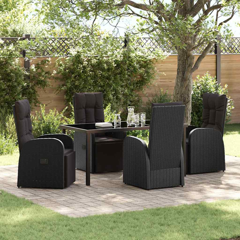 Have Spisebordssæt med pude 5 pcs Sort polyrattan