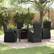 Have Spisebordssæt med pude 5 pcs Sort polyrattan