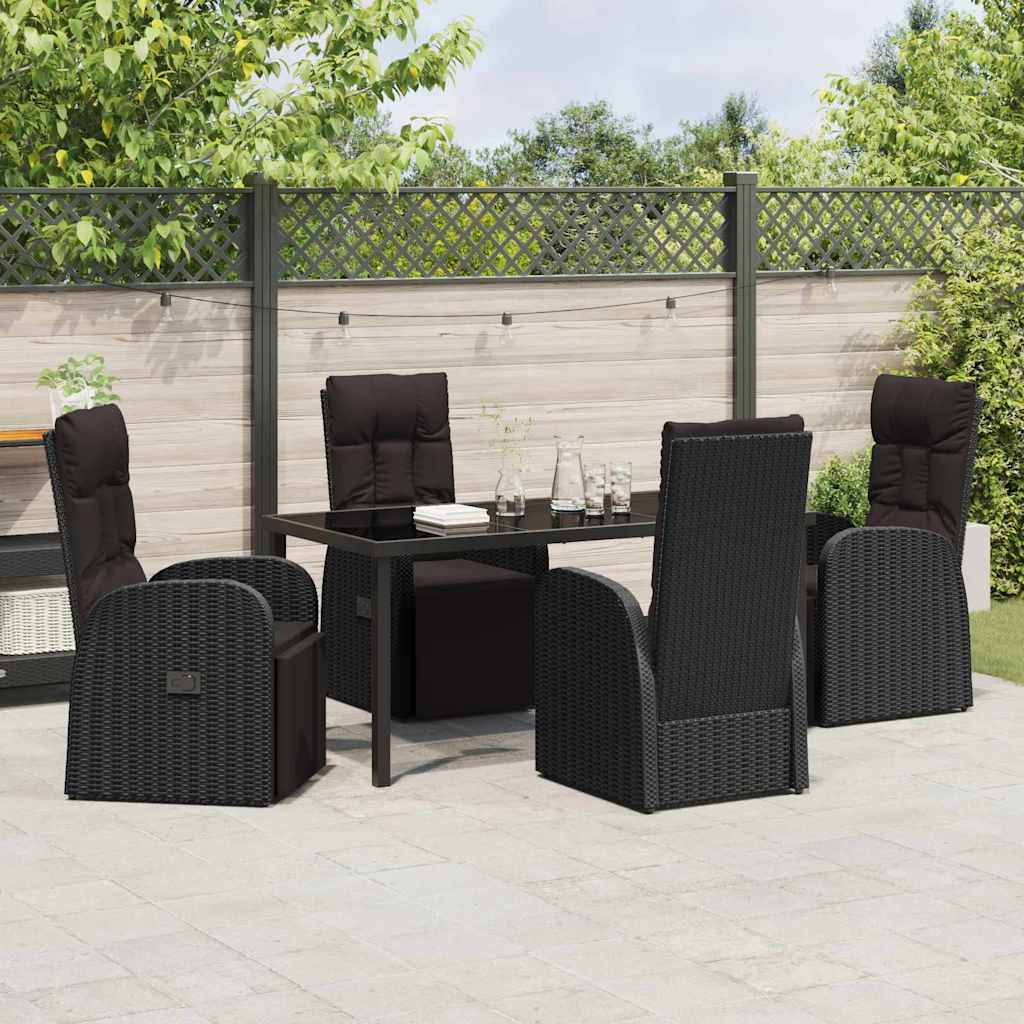 Have Spisebordssæt med pude 5 pcs Sort polyrattan