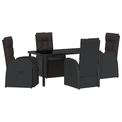 Have Spisebordssæt med pude 5 pcs Sort polyrattan