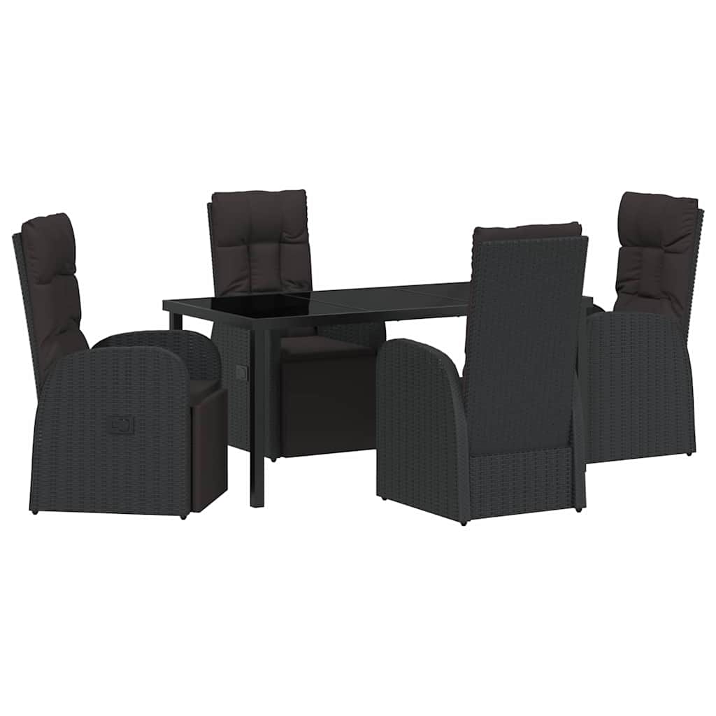 Have Spisebordssæt med pude 5 pcs Sort polyrattan