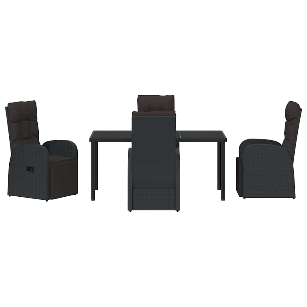 Have Spisebordssæt med pude 5 pcs Sort polyrattan