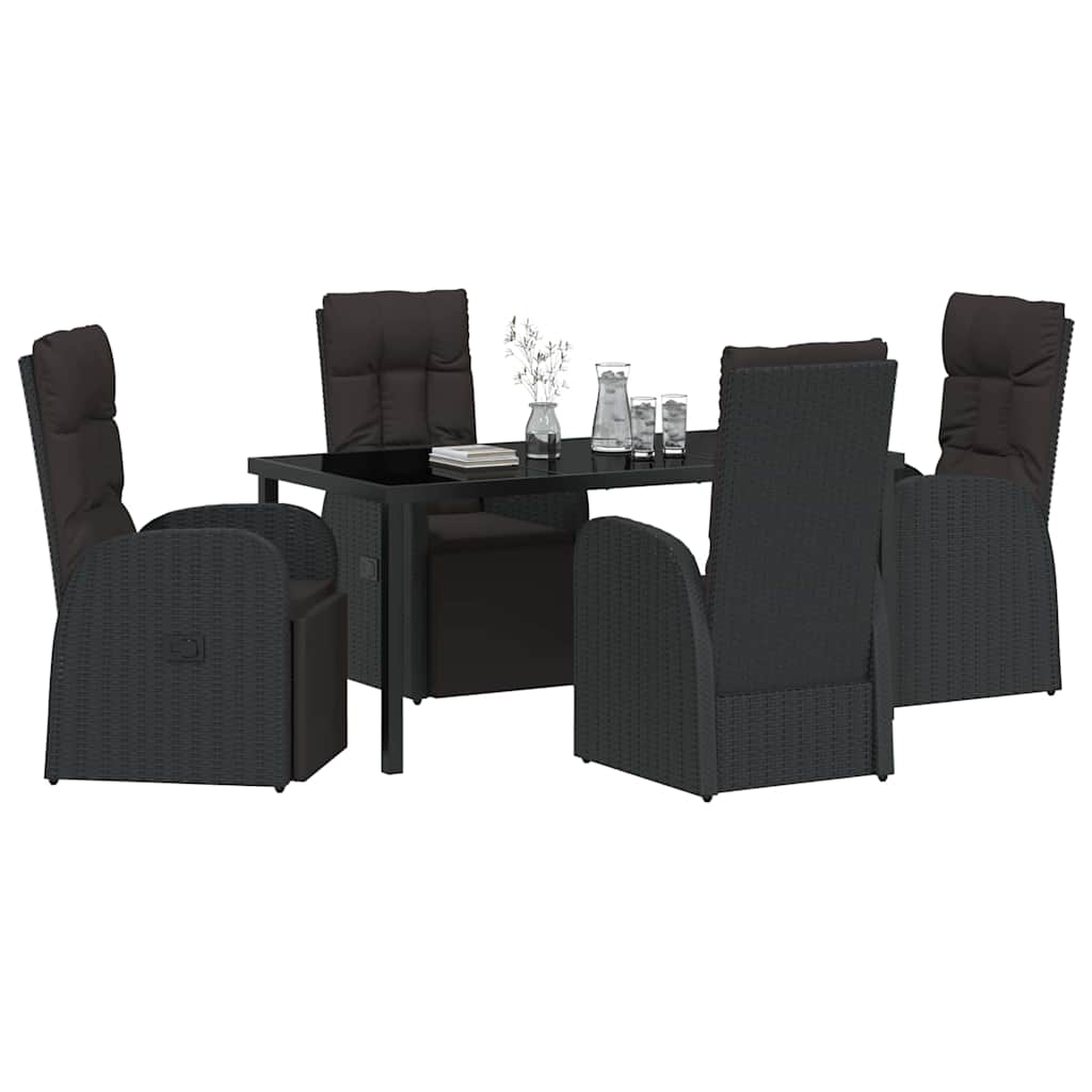 Have Spisebordssæt med pude 5 pcs Sort polyrattan