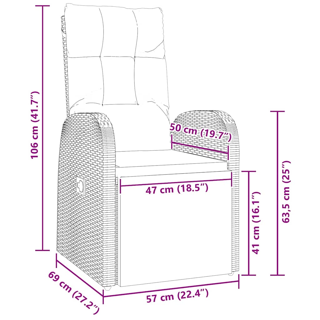 Have Spisebordssæt med pude 5 pcs Sort polyrattan