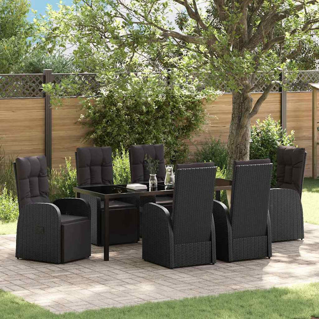 Have Spisebordssæt 7 stk. Sort polyrattan