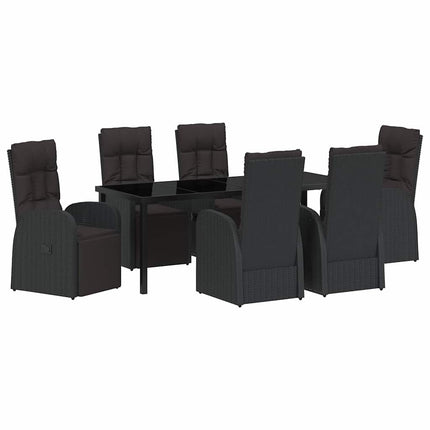 Have Spisebordssæt med pude 7 pcs Sort polyrattan