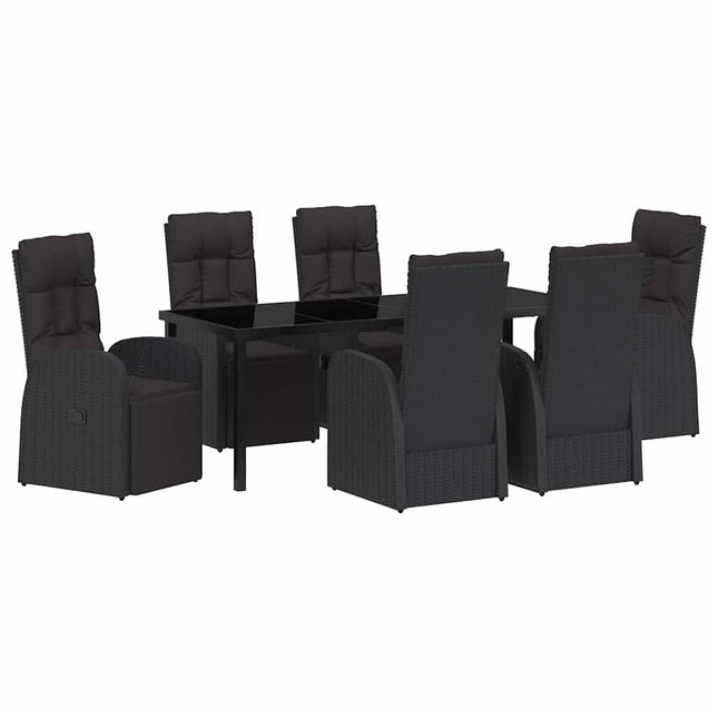 Have Spisebordssæt 7 stk. Sort polyrattan