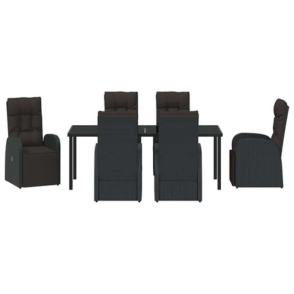 Have Spisebordssæt med pude 7 pcs Sort polyrattan