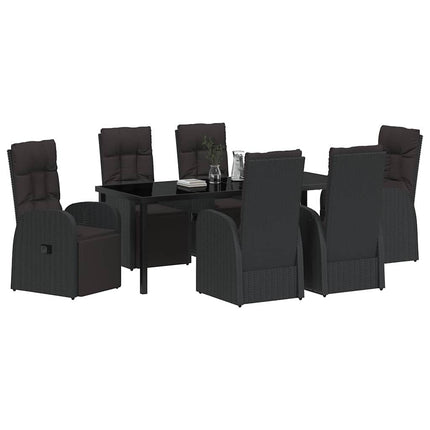 Have Spisebordssæt med pude 7 pcs Sort polyrattan