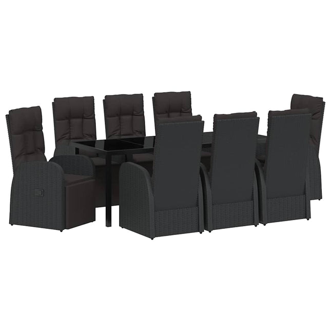 Have Spisebordssæt 9 stk. Sort polyrattan