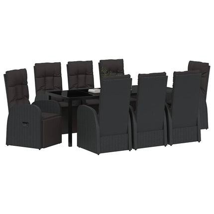 Have Spisebordssæt med pude 9 pcs Sort polyrattan