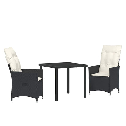 Have Spisebordssæt med pude 3 pcs Sort polyrattan