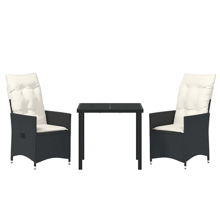 Have Spisebordssæt med pude 3 pcs Sort polyrattan