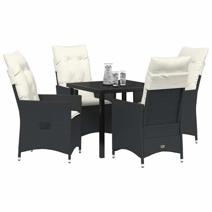 Have Spisebordssæt med pude 5 pcs Sort polyrattan