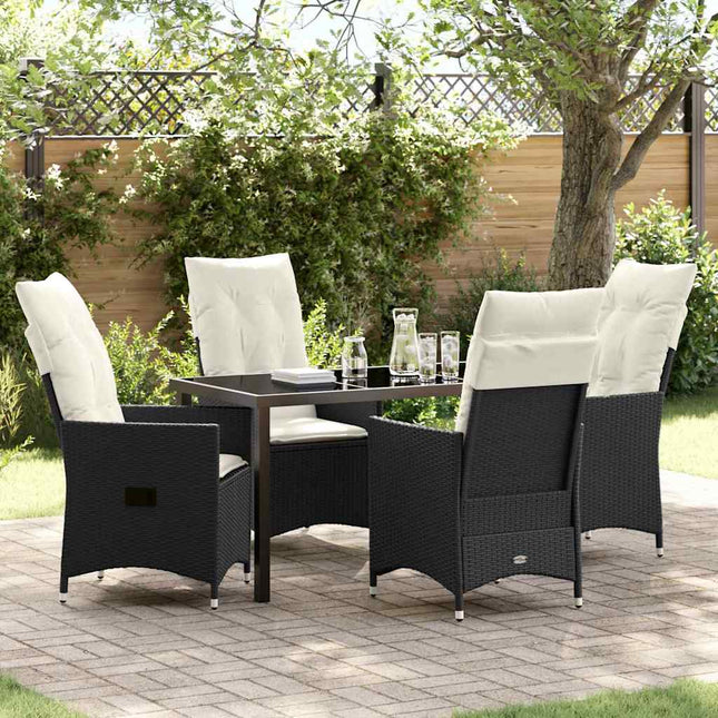 Have Spisebordssæt 5 stk. Sort polyrattan