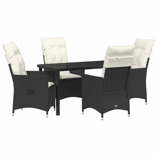 Have Spisebordssæt 5 stk. Sort polyrattan