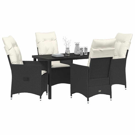 Have Spisebordssæt med pude 5 pcs Sort polyrattan