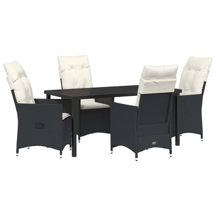 Have Spisebordssæt med pude 5 pcs Sort polyrattan