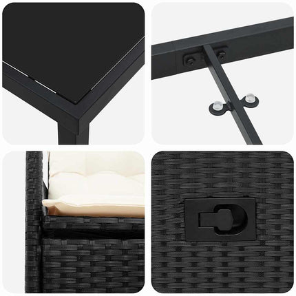 Have Spisebordssæt med pude 7 pcs Sort polyrattan