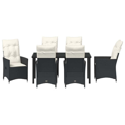 Have Spisebordssæt med pude 7 pcs Sort polyrattan