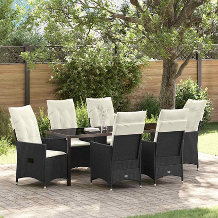 Have Spisebordssæt med pude 7 pcs Sort polyrattan