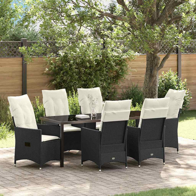 Have Spisebordssæt 7 stk. Sort polyrattan