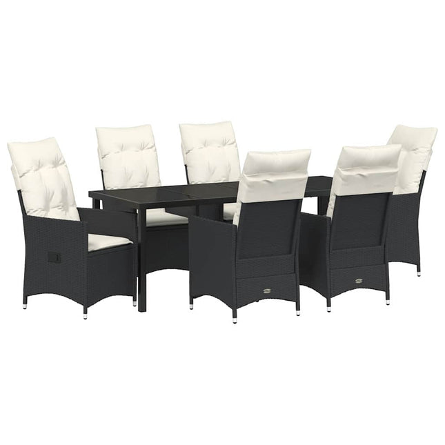 Have Spisebordssæt 7 stk. Sort polyrattan