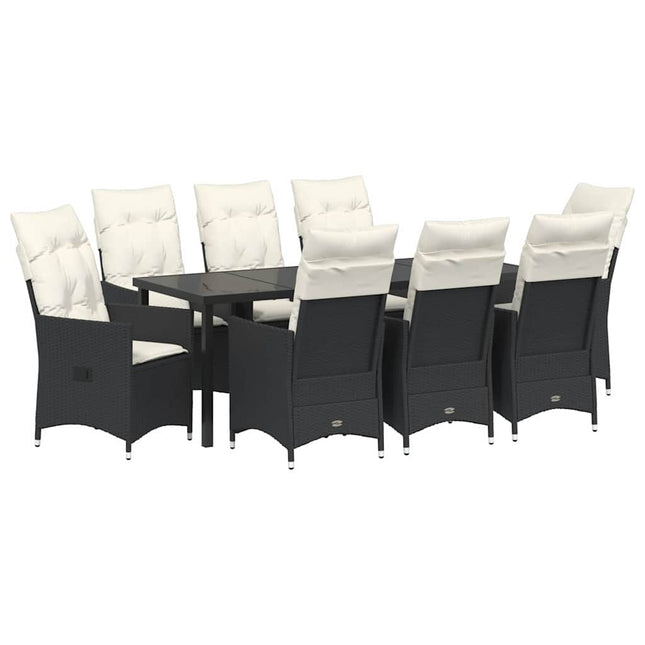 Have Spisebordssæt 9 stk. Sort polyrattan