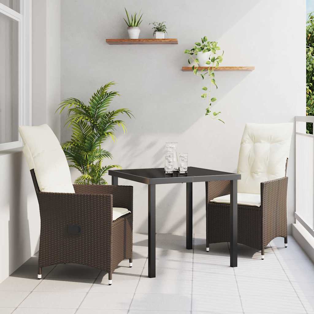Have Spisebordssæt med pude 3 pcs Brun polyrattan