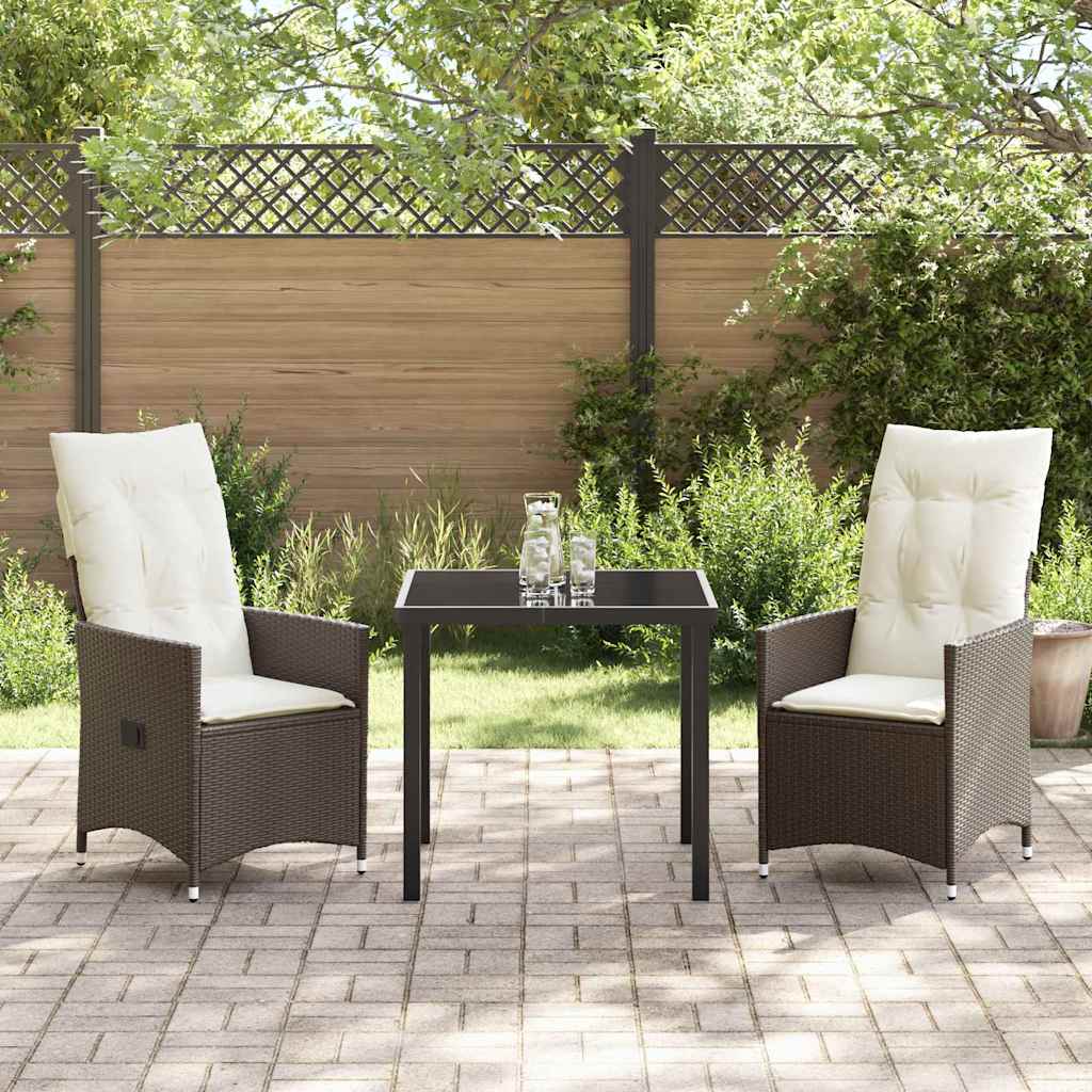Have Spisebordssæt med pude 3 pcs Brun polyrattan