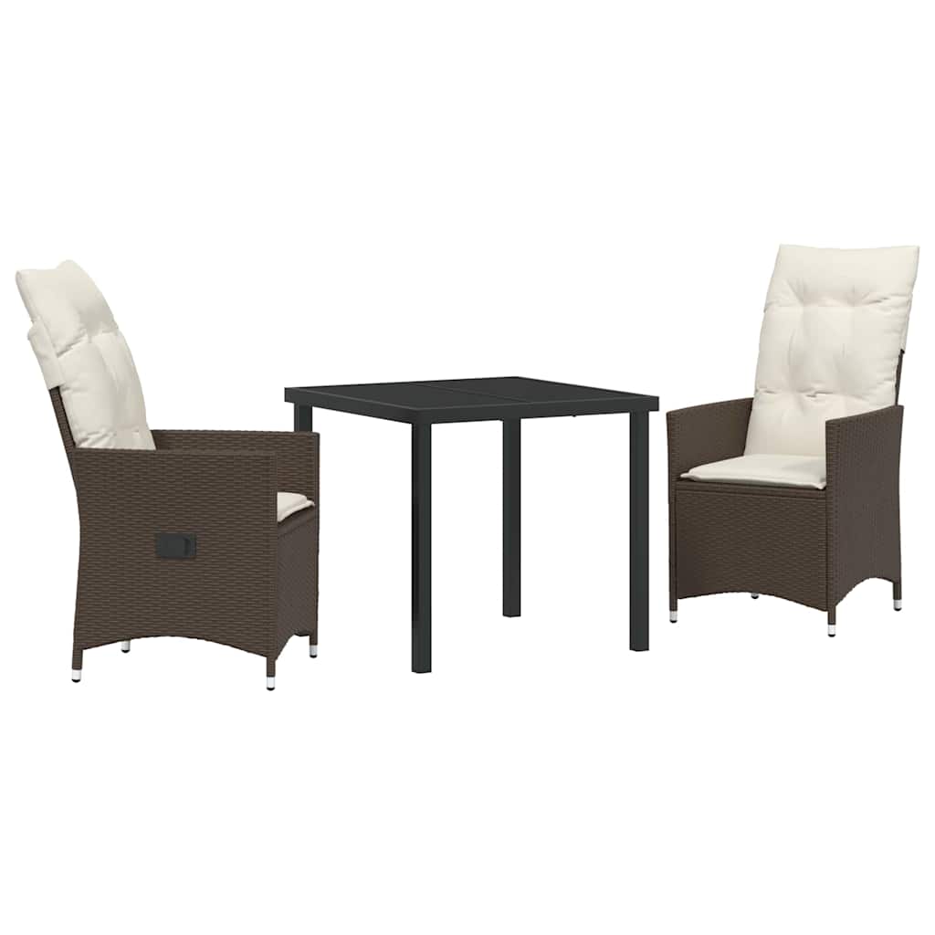 Have Spisebordssæt med pude 3 pcs Brun polyrattan