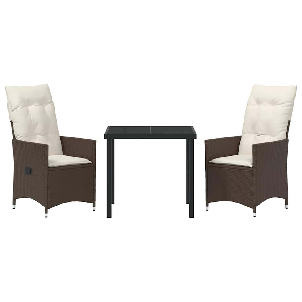 Have Spisebordssæt med pude 3 pcs Brun polyrattan