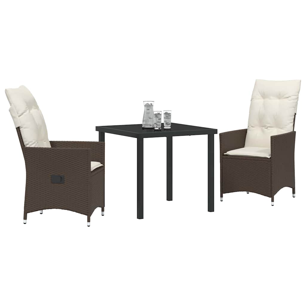 Have Spisebordssæt med pude 3 pcs Brun polyrattan