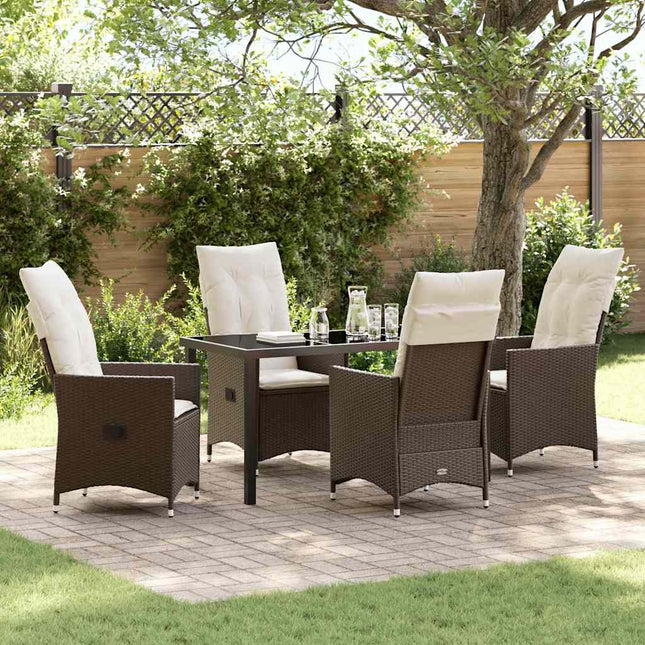 Have Spisebordssæt 5 stk. Brun polyrattan