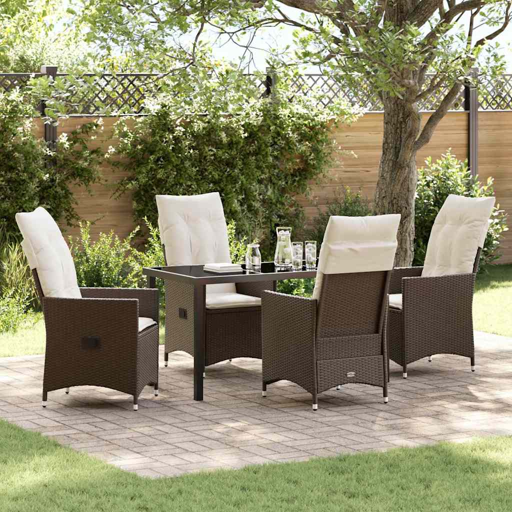 Have Spisebordssæt med pude 5 pcs Brun polyrattan