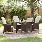 Have Spisebordssæt med pude 5 pcs Brun polyrattan