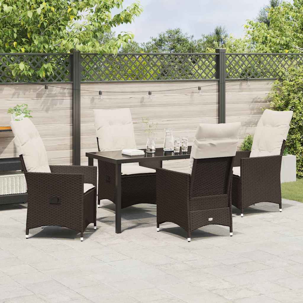 Have Spisebordssæt med pude 5 pcs Brun polyrattan