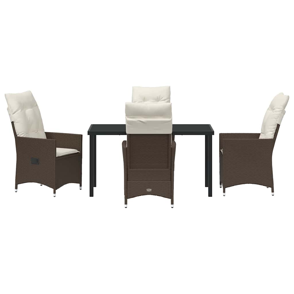 Have Spisebordssæt med pude 5 pcs Brun polyrattan