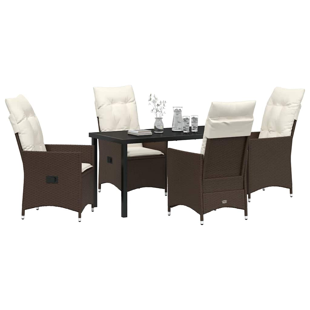 Have Spisebordssæt med pude 5 pcs Brun polyrattan