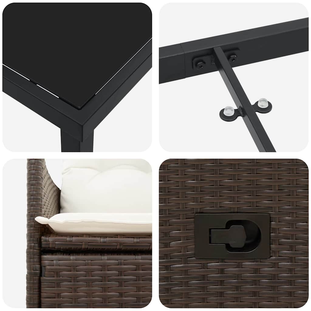 Have Spisebordssæt med pude 5 pcs Brun polyrattan