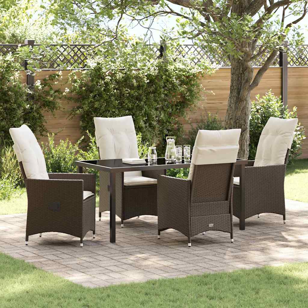 Have Spisebordssæt med pude 5 pcs Brun polyrattan