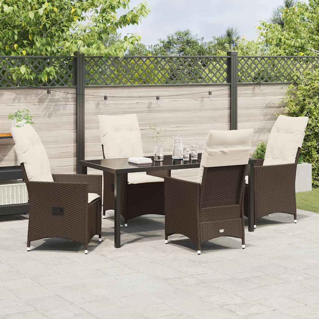 Have Spisebordssæt med pude 5 pcs Brun polyrattan