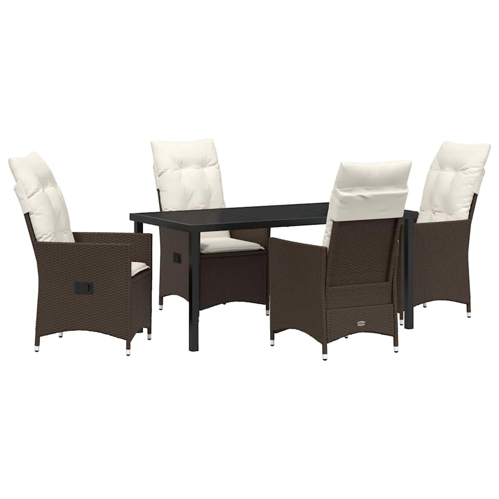 Have Spisebordssæt med pude 5 pcs Brun polyrattan