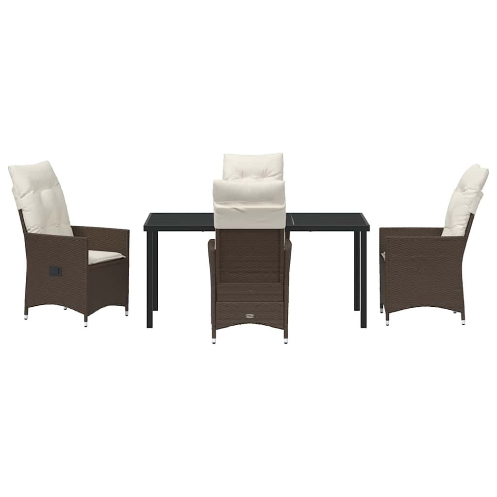 Have Spisebordssæt med pude 5 pcs Brun polyrattan