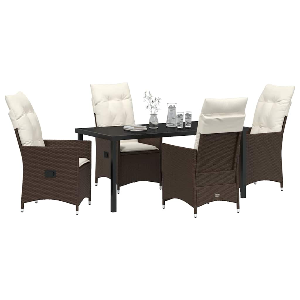 Have Spisebordssæt med pude 5 pcs Brun polyrattan